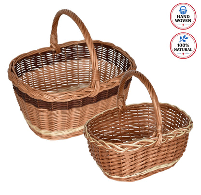 Set košíků tradiční Městský, ručně pletený z přírodního proutí, 2 ks