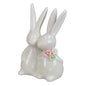 Pár porcelánových zajíčků s kytičkou 12 cm
