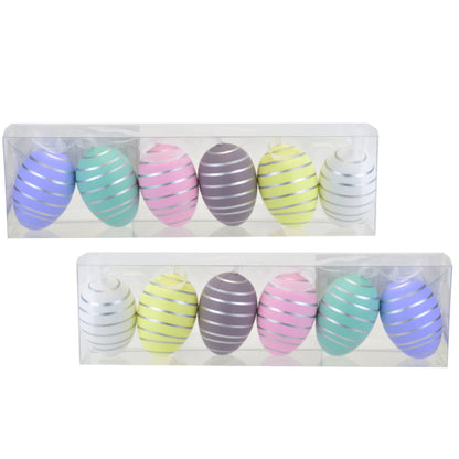 Oster-Eier mit Streifen 12 Stück, 6x4 cm