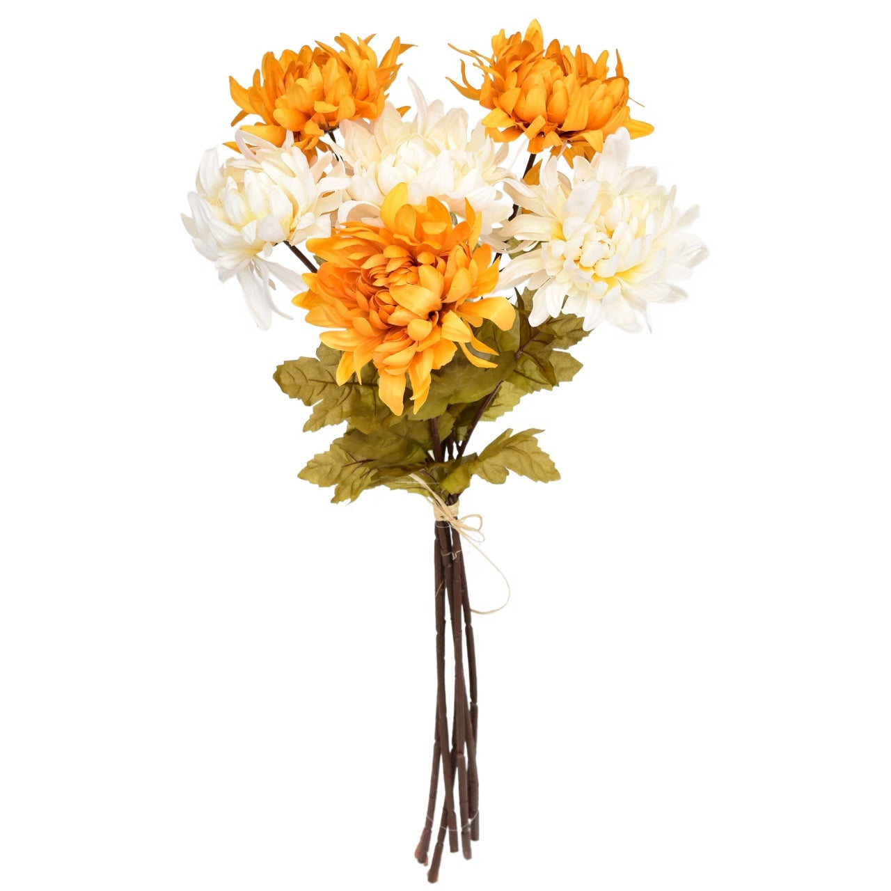 Kytice oranžových a krémových chryzantém 6 ks, 70 cm