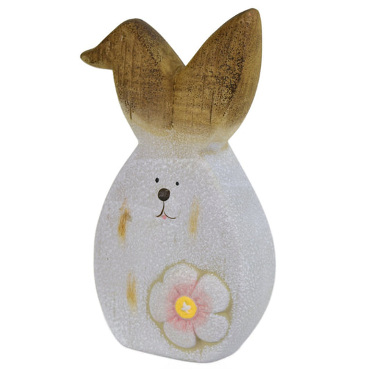 Zajíc keramický s květinou 20 cm
