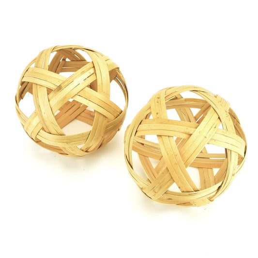 Bambusové dekorační koule přírodní, 2 ks, Ø12 cm