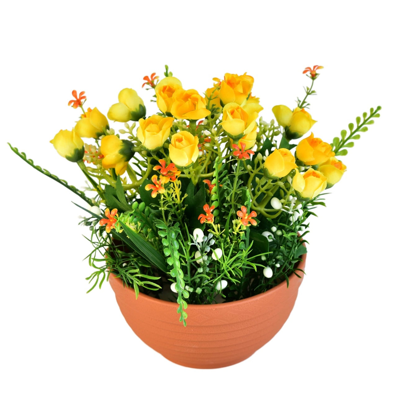 Růžičky žluté v terakotové misce Ø22/ 23 cm