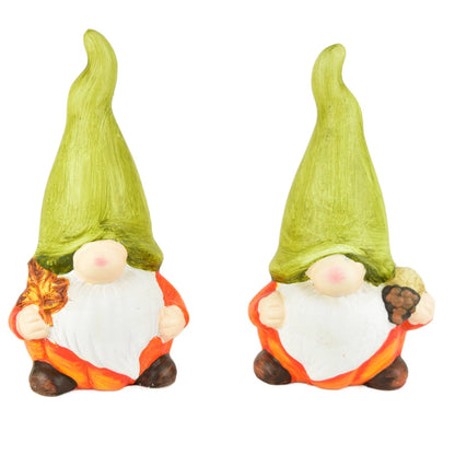 Skřítci se zelenou čepicí z keramiky, set 2 ks, 15x8 cm