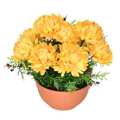 Autumn bowl with yellow chrysanthemums, 10 flowers, Ø25 × 26 cm