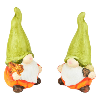 Skřítci se zelenou čepicí z keramiky, set 2 ks, 15x8 cm