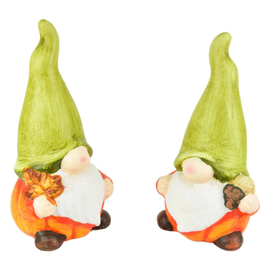 Skřítci se zelenou čepicí z keramiky, set 2 ks, 15x8 cm