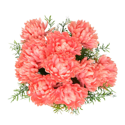 Autumn bowl with pink chrysanthemums, 10 flowers, 25 × 26 cm