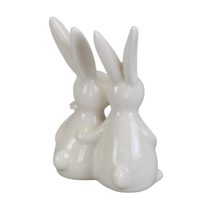 Pár porcelánových zajíčků s kytičkou 12 cm