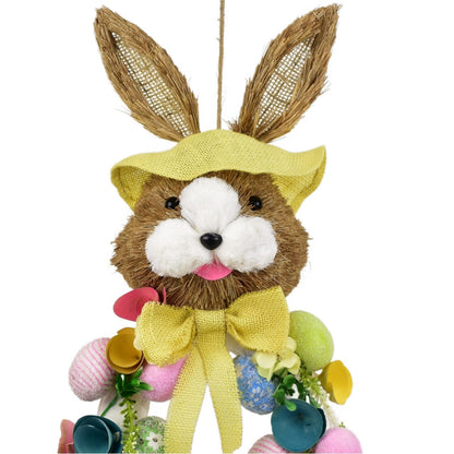 Věnec se zajícem a vajíčky žlutý 57x25 cm