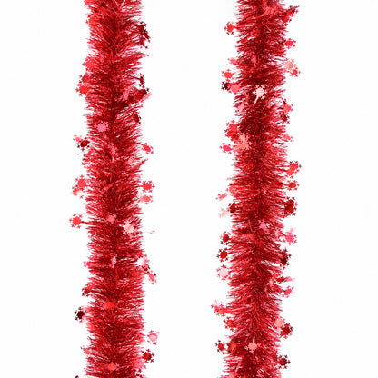Red Christmas garland with snowflakes, Ø 10 cm, length 3 m