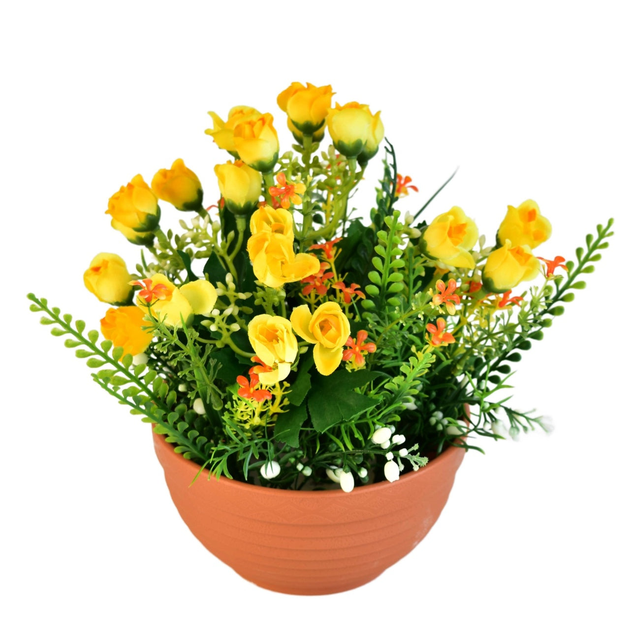 Růžičky žluté v terakotové misce Ø22/ 23 cm