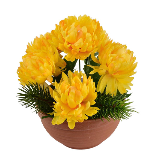 Podzimní miska se žlutými chryzantémami 22 x 19 cm