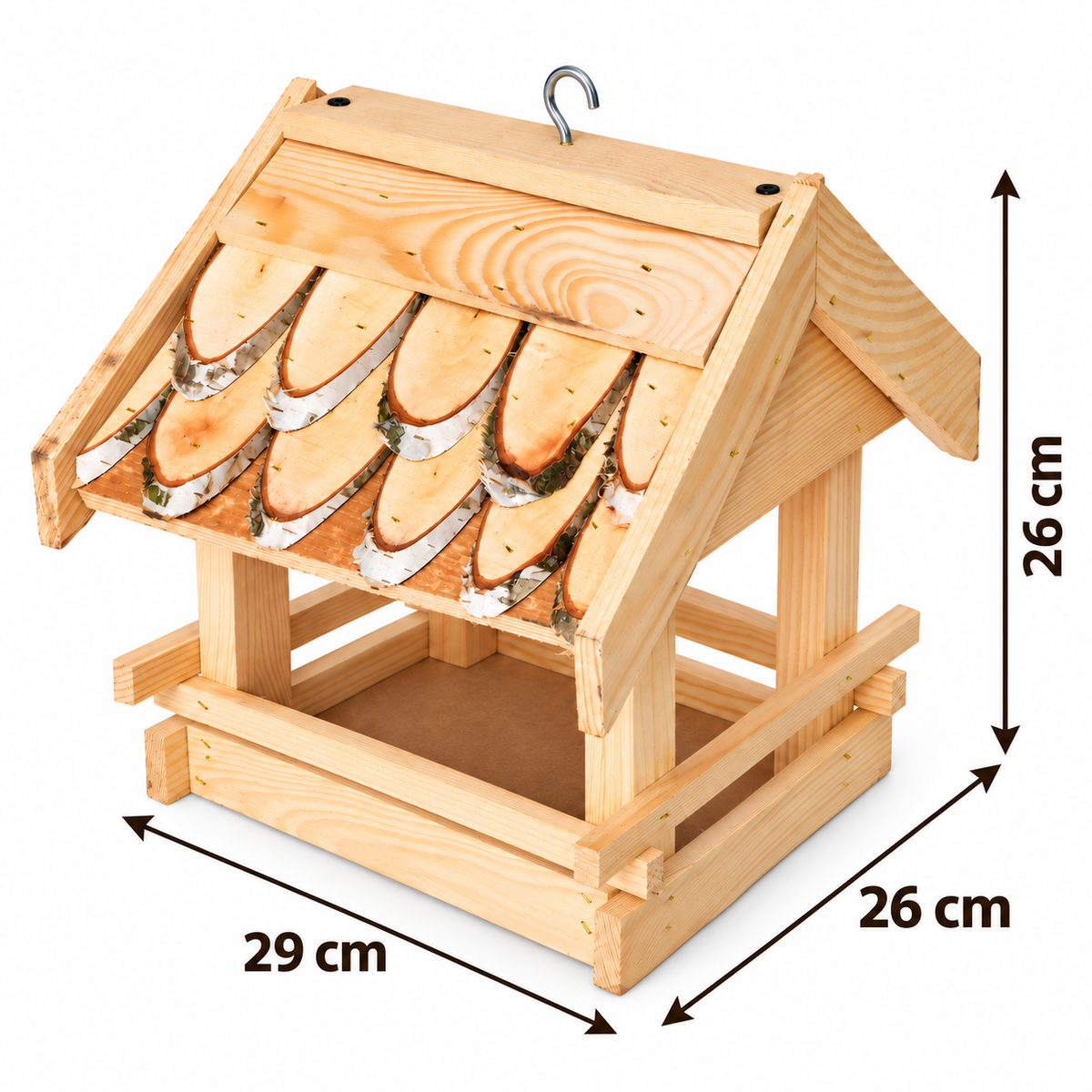Birch bird feeder 29 × 26 × 26 cm