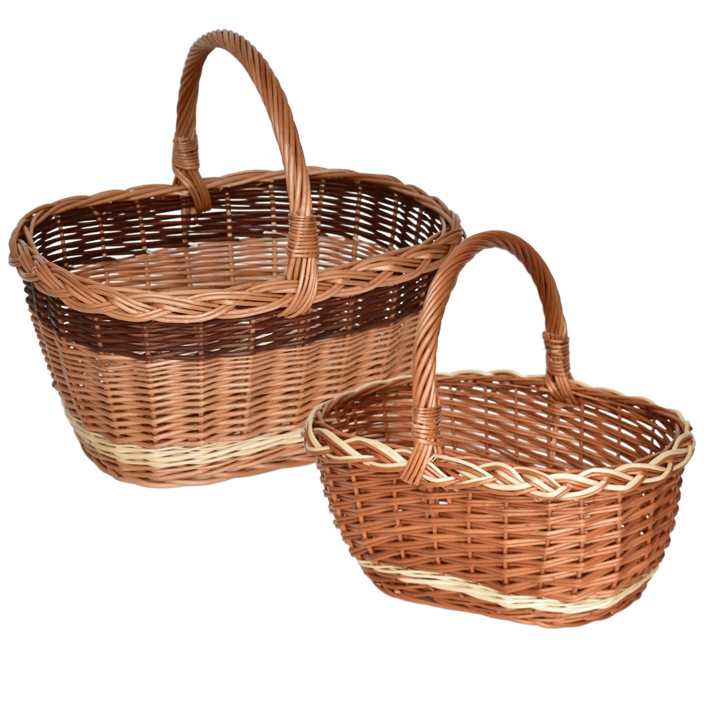 Set košíků tradiční Městský, ručně pletený z přírodního proutí, 2 ks
