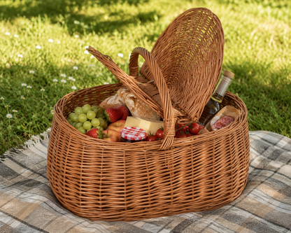 Car Picnic Basket, hand-woven from natural wicker, 43×28×35 cm