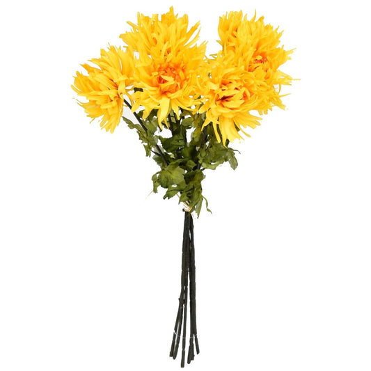 Kytice žlutých chryzantém 6 ks, 70 cm
